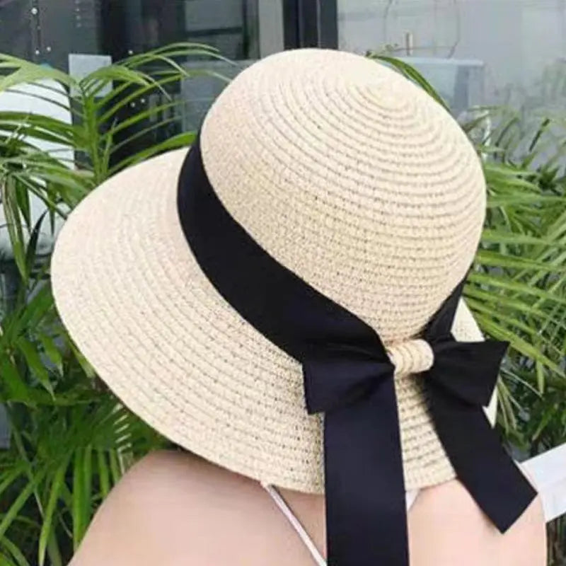 Women Straw Hat Summer Outdoor Beach Vacation Sunscreen Foldable Beach Hats Female Fisherman Cap Lady Sun Visors