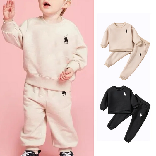 2024 Toddler Boy Clothes Set Children Korean Style Spring 2pcs Tracksuits Pullover Tops Pants Black Beige Suits 0-6Y