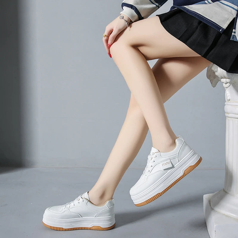 Women White Sneakers Walking Sports Board Shoes