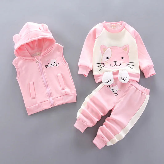 Winter Baby Boys Clothing Sets 2024 Cartoon Toddler Boys Girls Warm Hooded Coats Pants Suit Kids Thick Tracksuit Clothes Set