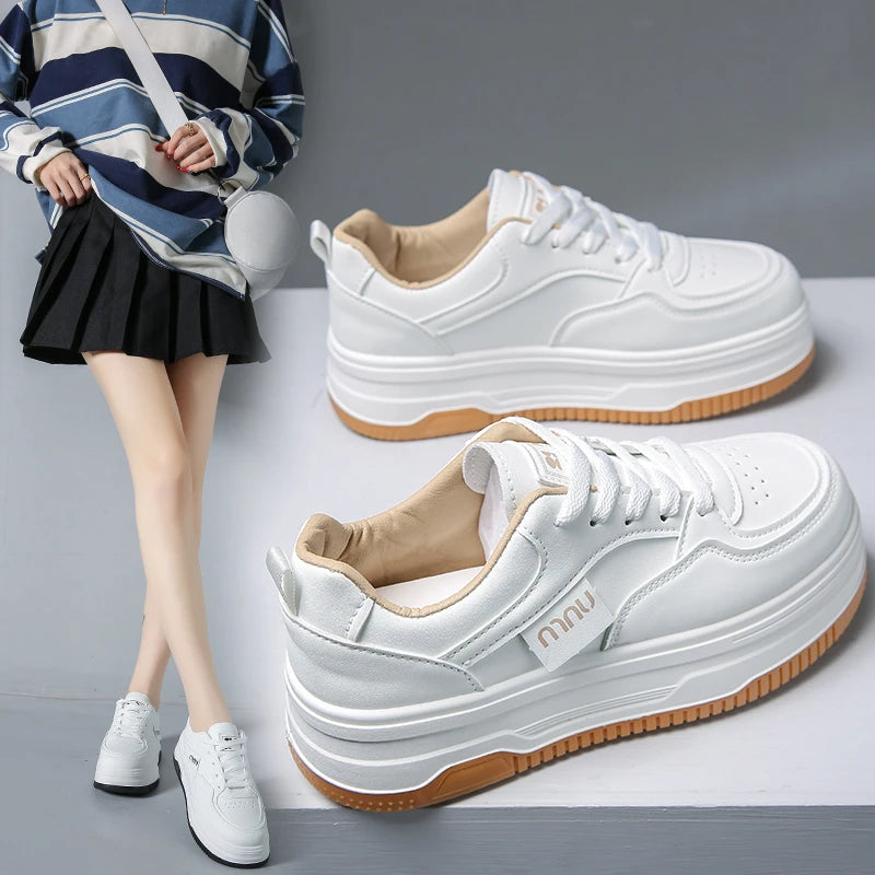 Women White Sneakers Walking Sports Board Shoes