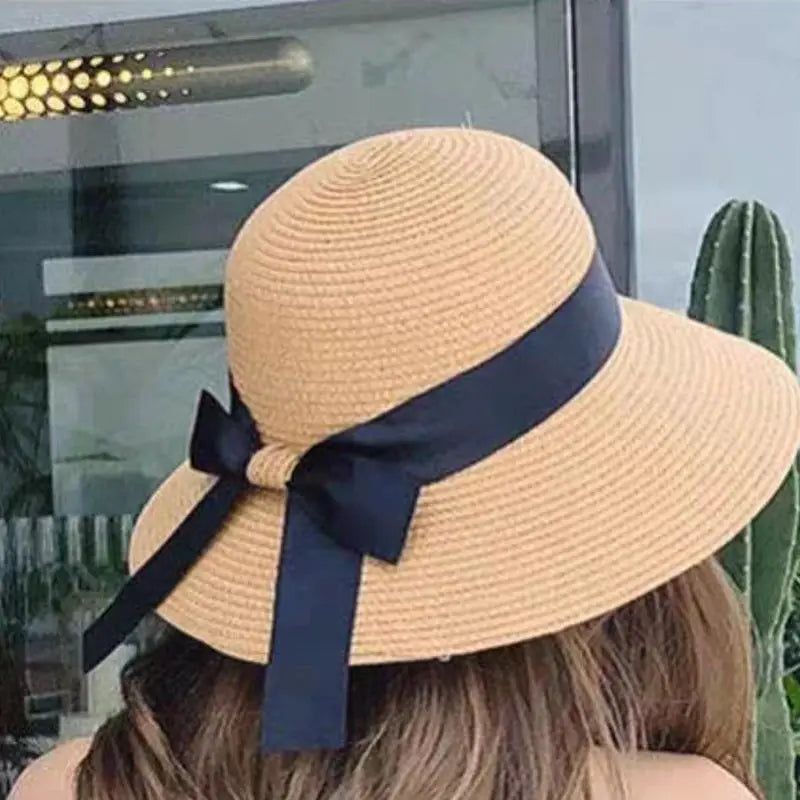 Women Straw Hat Summer Outdoor Beach Vacation Sunscreen Foldable Beach Hats Female Fisherman Cap Lady Sun Visors