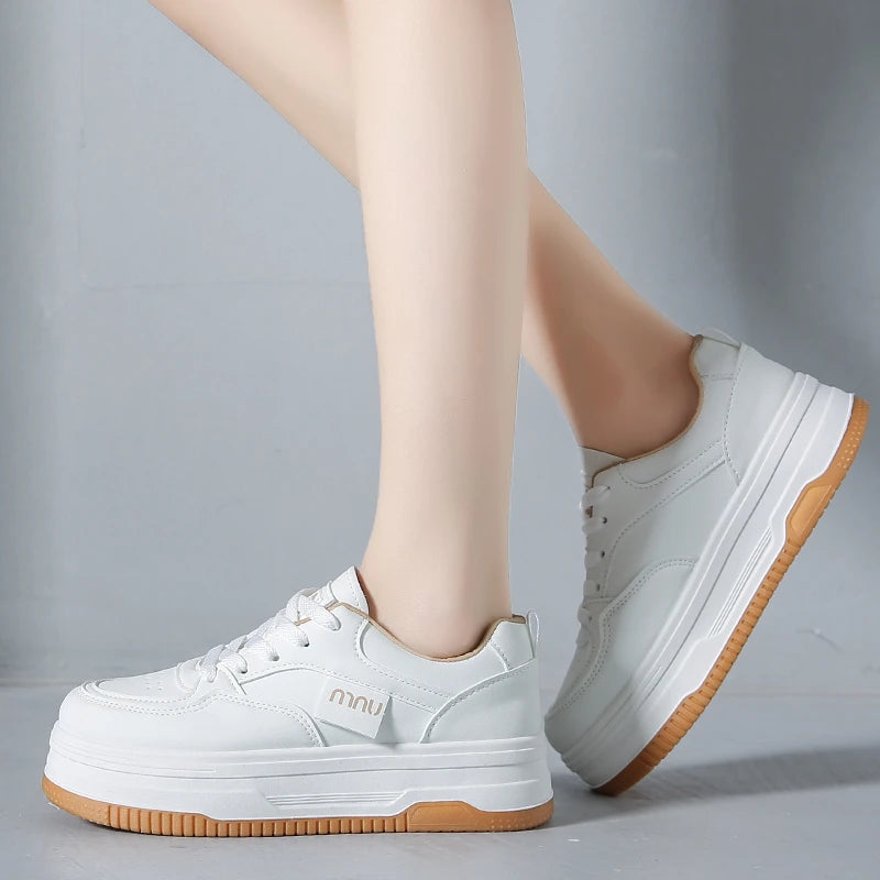 Women White Sneakers Walking Sports Board Shoes