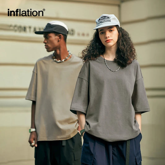 INFLATION Soft Touch 100% Cotton Blank T Shirt Men 265gsm Heavy Weight Oversized TShirt Unisex Hip Hop Tees