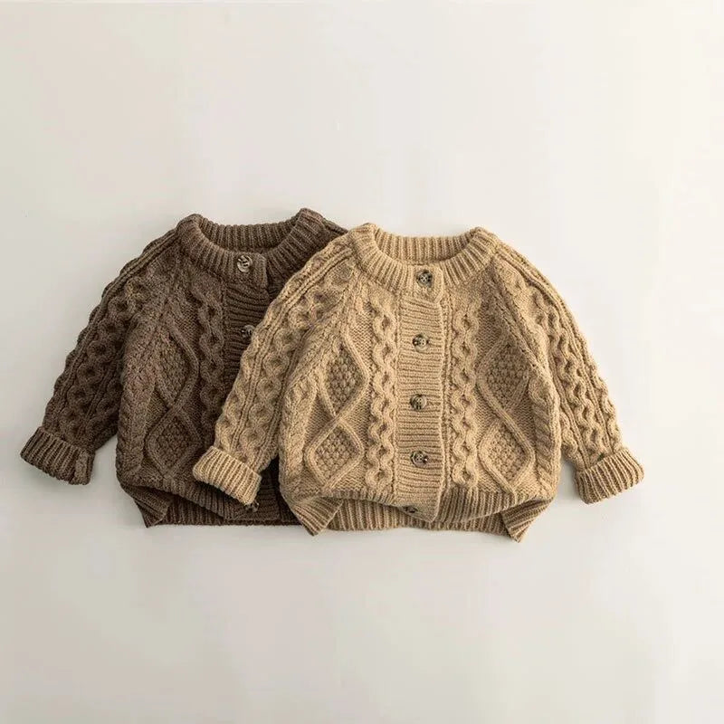 Fashion Baby Girl Boy Knit Cardigan Infant Toddler Child Sweater Autumn Winter Spring Knitwear Coat Baby Clothes 12M-7Y